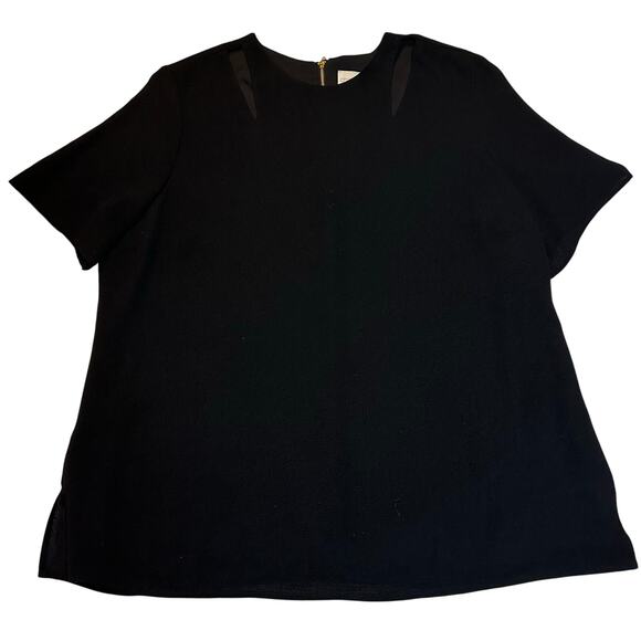 Chico's Size 3 US 16 Peek-A-Boo Cold-Shoulder Black Short Sleeve Top Blouse - Picture 3 of 7